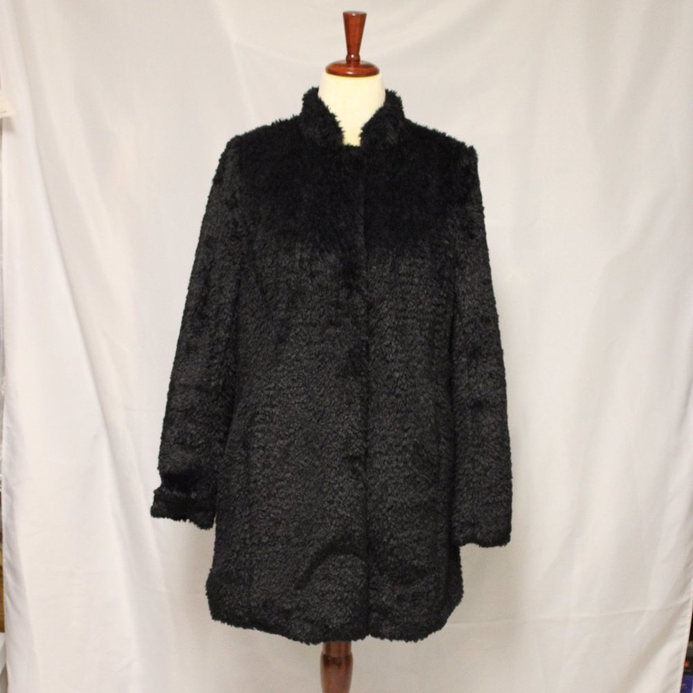 Elevate your winter look with this exquisite Black Kenneth Cole Faux Fur Coat